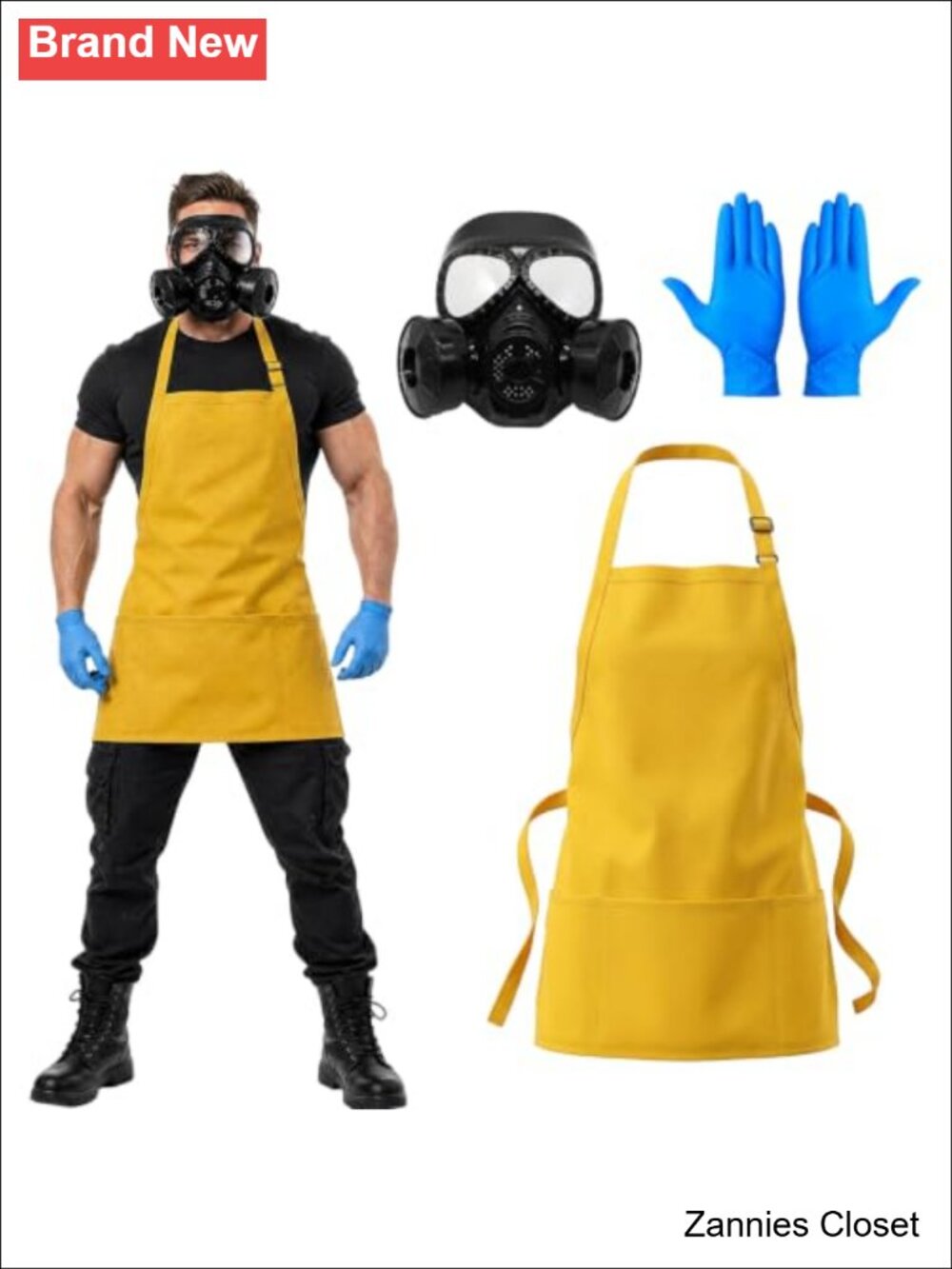 ๐ป Halloween Apron Set with Pockets Mask Gloves Hazmat Suit Costume